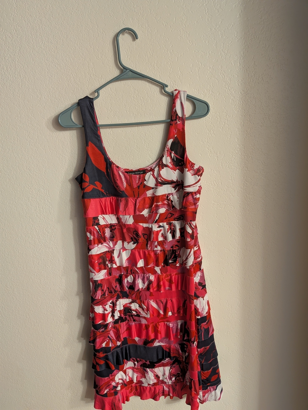 Sleeveless Red Floral Stripe Summer Dress by